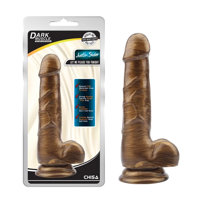 DarkMuscle justin sider gold - Dildo klasyczne z przyssawką, Złoty