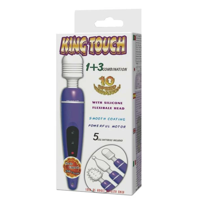 Baile King Touch 10 Vibration Functions - Wibrator wand z wymiennymi nakładkami