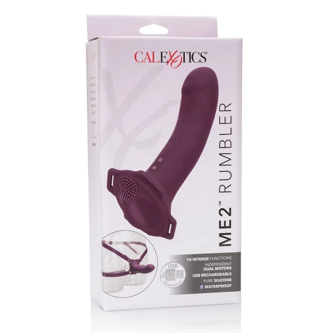 CalExotics Me2 Rumbler Purple - Wibrujący strap on w zestawie z dildo