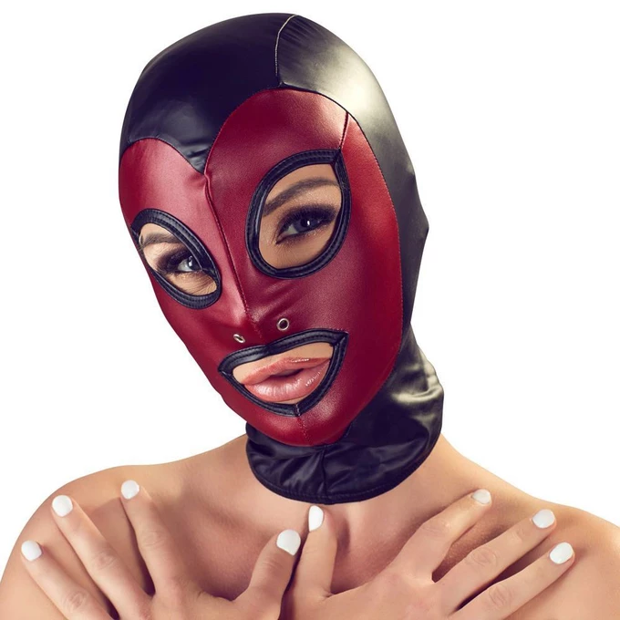 Bad Kitty Head Mask - Maska BDSM, Czerwony