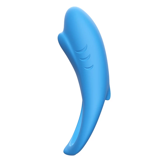 Boss Series shark light blue (with remote) - Wibrujący pierścień erekcyjny z pilotem, Niebieski