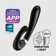 Satisfyer heat wave connect app (black) - Wibrator króliczek z opcją podgrzewania, Czarny