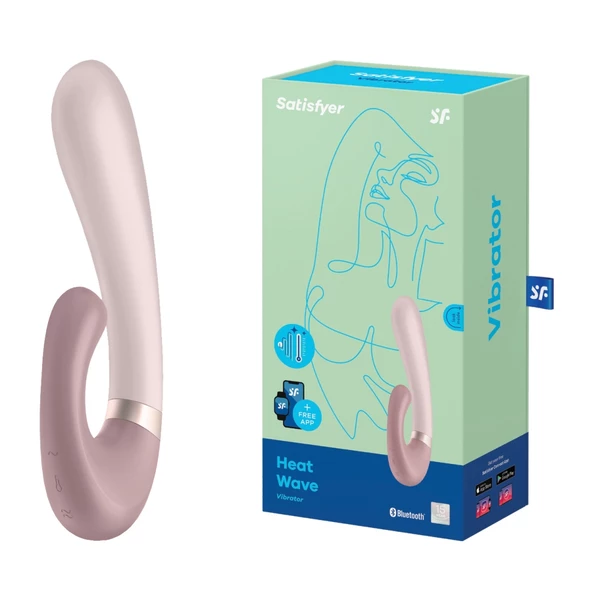 Satisfyer heat wave connect app (mauve) - Wibrator króliczek z opcją podgrzewania, Fioletowy