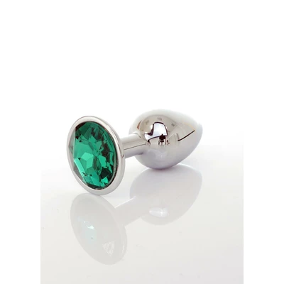 Boss Series Jawellery Green - Korek analny z ozdobnym kamieniem, Zielony