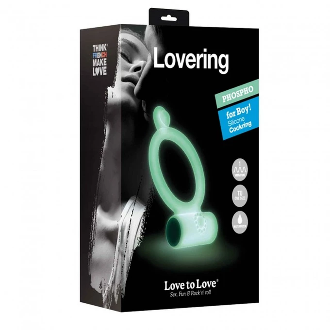 Love to Love lovering phosphorescent - Wibryjący pierścień erekcyjny świecący w ciemności
