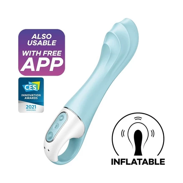 Satisfyer air pump vibrator 5 connect app blue - Wibrator klasyczny z opcją napompowania