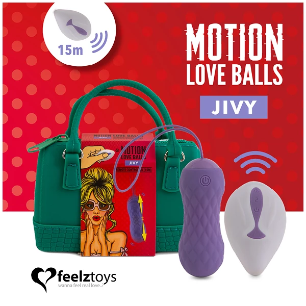 FeelzToys remote controlled motion love balls jivy - Wibrująca kulka na pilota z ruchem pulsacyjnym