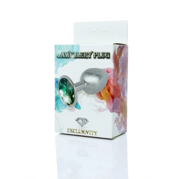 Boss Series Jawellery Green - Korek analny z ozdobnym kamieniem, Zielony