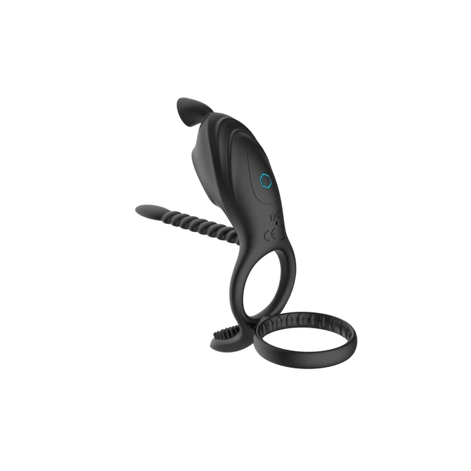 Boss Series Cute Viration Penis Ring - Wibrujący pierścień erekcyjny z sondą do cewki moczowej