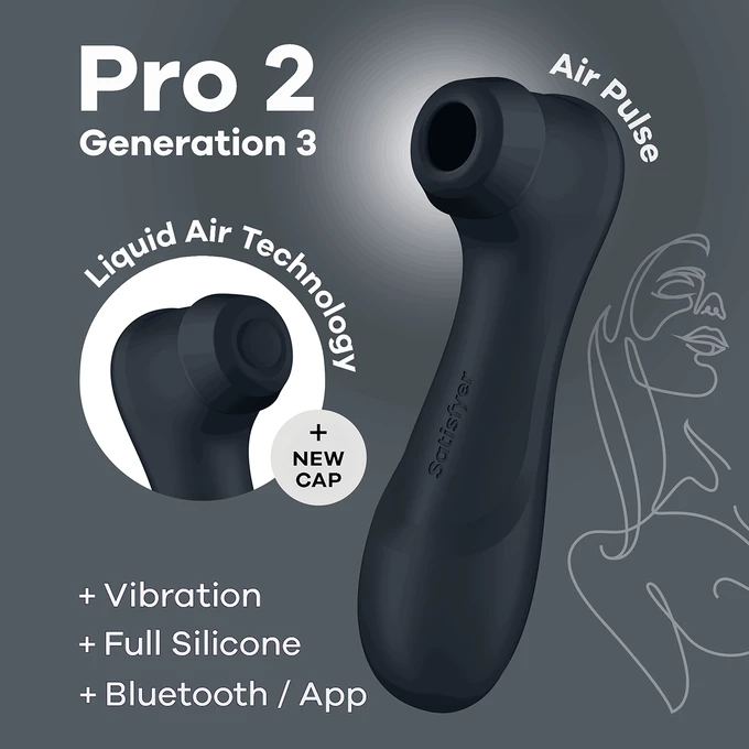 Satisfyer Pro 2 Generation 3 -soniczny wibrator do łechtaczki + wibracje + aplikacja mobilna,  czarny