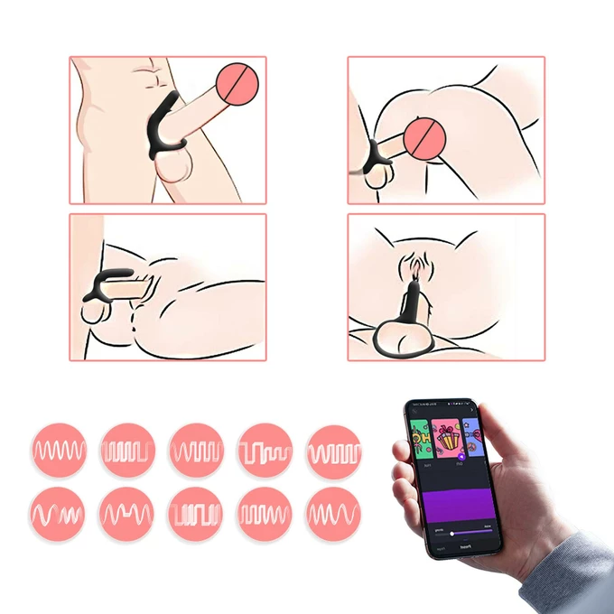 Magic Motion rise smart wearable cockring black - Wibrujący pierścień erekcyjny sterowany aplikacją, Czarny