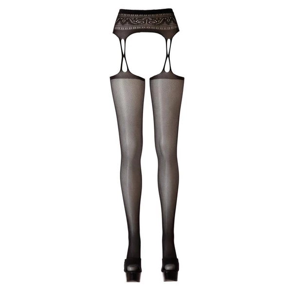 Cottelli LEGWEAR Susp.traps +tockings - Pończochy z pasem, Czarny