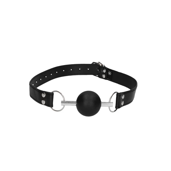 Ouch! Solid Ball Gag With Bonded Leather Straps - Knebel z kulką