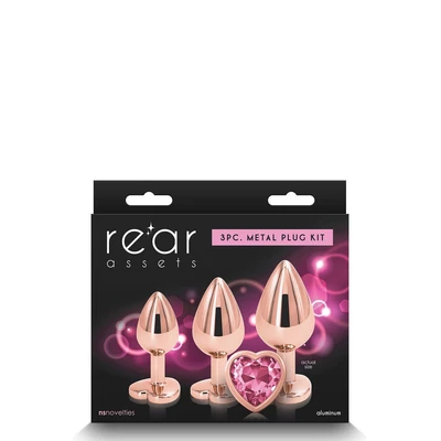 NS Novelties Rear Assets Trainer Kit Rose Gold Pink Heart - Zestaw ozdobnych korków analnych