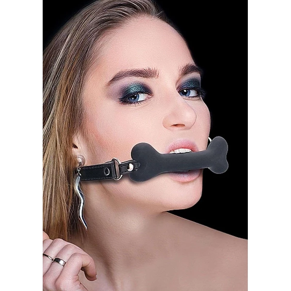 Ouch! Bone Gag Black - Knebel z kością