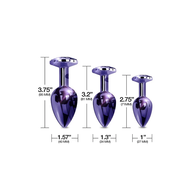 Nixie  Trainerâ Set, Purple Metallic - Zestaw korków analnych z kryształem, Fioletowy