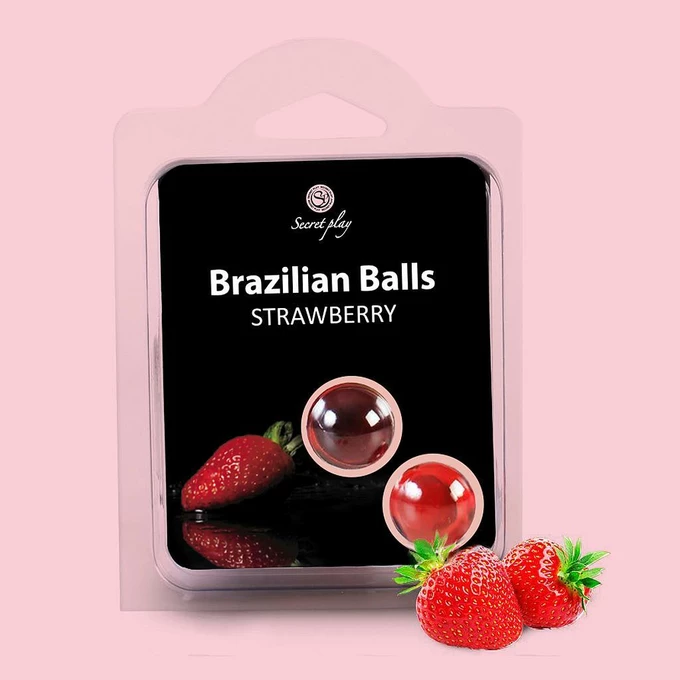 Secret Play Set 2 Brazilian Balls Strawberry - Brazylijskie kulki do masażu
