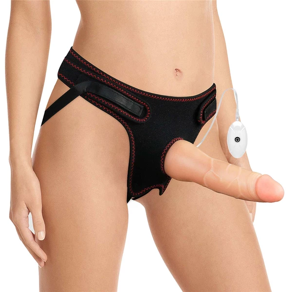 Lovetoy Vibrating Easy Strapon Set 7.5' - Uprząż strap on z dildo