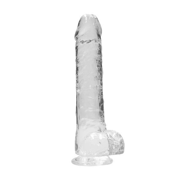 RealRock Realistic Dildo With Balls 10'/ 25,4 Cm - Dildo klasyczne na przyssawce, Przezroczysty