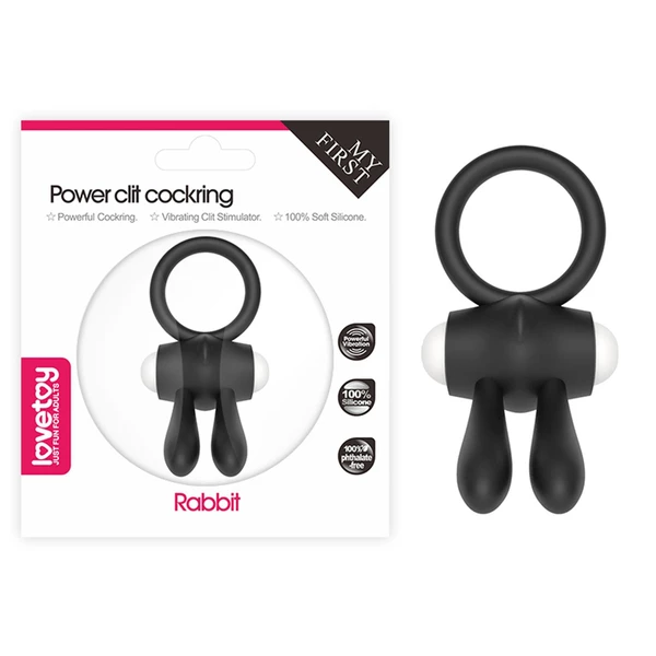 Lovetoy Power Clit Silicone Cockring Black 2 - Wibrujący pierścień erekcyjny