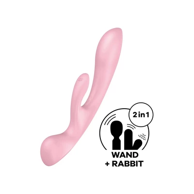 Satisfyer Triple Oh Pink - Wibrator króliczek i wand 2w1, Różowy