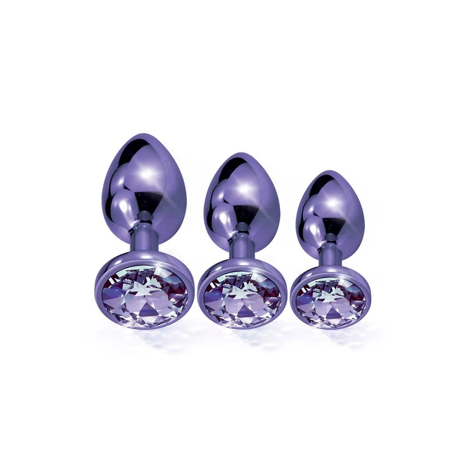 Nixie Trainerâ Set, Purple Metallic - Zestaw korków analnych z kryształem, Fioletowy