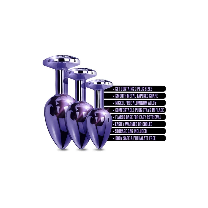 Nixie  Trainerâ Set, Purple Metallic - Zestaw korków analnych z kryształem, Fioletowy