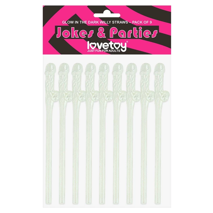 Lovetoy Glow In The Dark Willy Straws – Pack Of 9 słomki