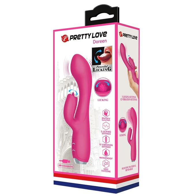 Pretty Love Gloria Pink 12 - Wibrator króliczek ze stymulacją oralną