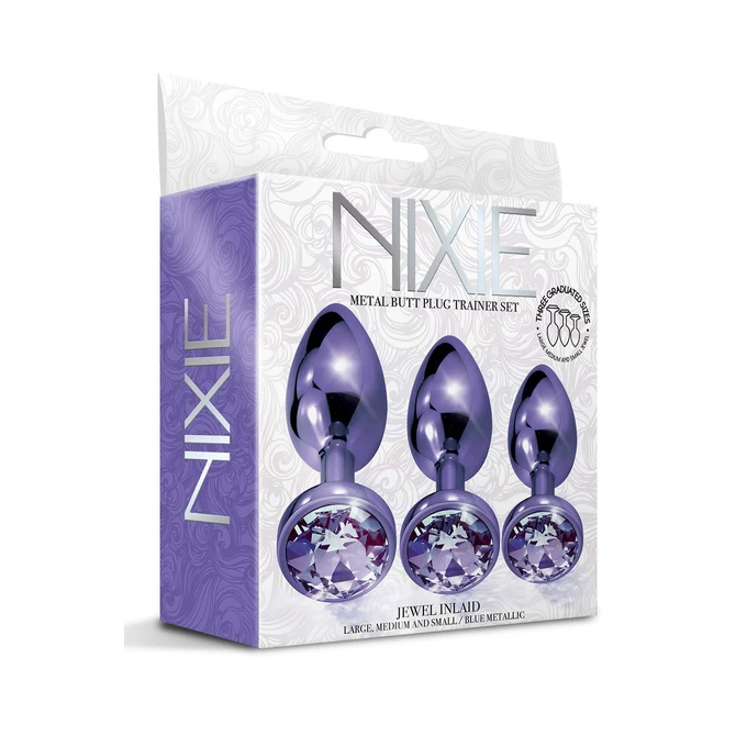 Nixie  Trainerâ Set, Purple Metallic - Zestaw korków analnych z kryształem, Fioletowy
