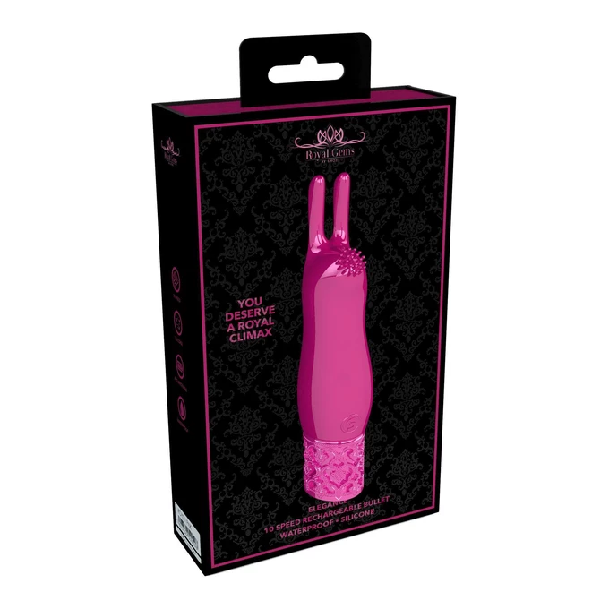 Royal Gems Elegance Rechargeable Silicone Bullet Pink - Wibrator łechtaczkowy, Różowy