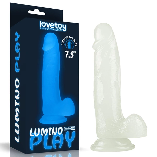 Lovetoy 7.5' Lumino Play Dildo - Dildo klasyczne na przyssawce świecące w ciemności