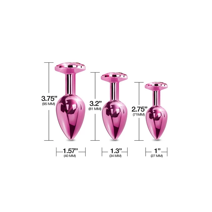 Nixie  Trainerâ Set, Pink Metallic - Zestaw korków analnych z kryształem, Różowy
