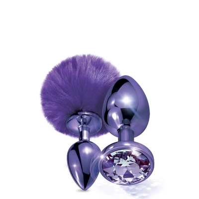 Nixie Set Pom Pom And Jewel Inlaid Purple Metallic - Zestaw korków analnych, Fioletowy