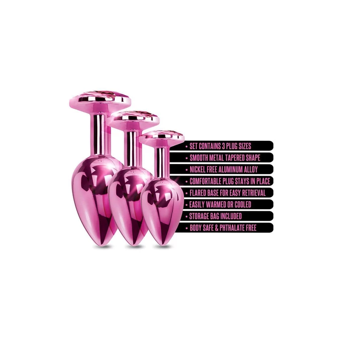 Nixie  Trainerâ Set, Pink Metallic - Zestaw korków analnych z kryształem, Różowy