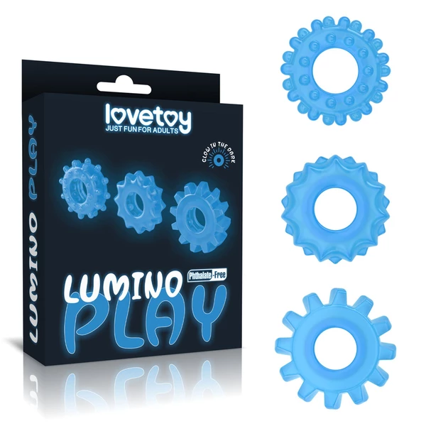 Lovetoy Lumino Play Penis Ring - Zestaw elastycznych pierścieni świecących w ciemności