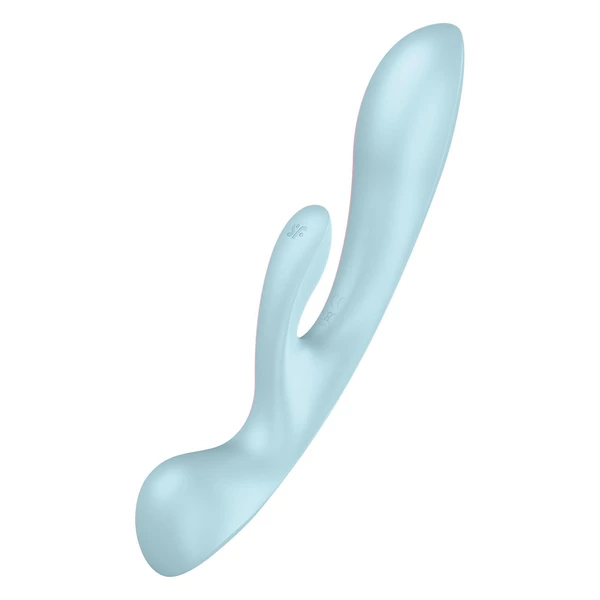 Satisfyer Triple Oh Light Blue - Wibrator króliczek i wand 2w1, Niebieski