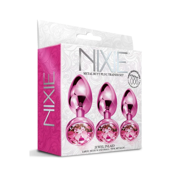 Nixie  Trainerâ Set, Pink Metallic - Zestaw korków analnych z kryształem, Różowy