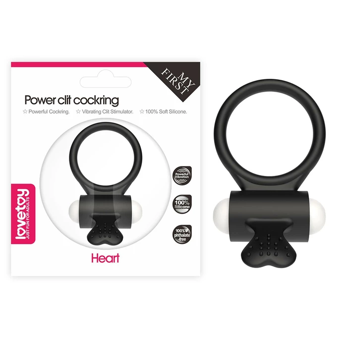 Lovetoy Power Clit Silicone Cockring Black 1 - Wibrujący pierścień erekcyjny