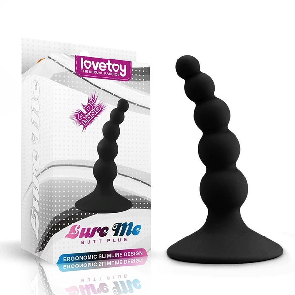 Lovetoy Lure Me Beaded Anal Plug Black - Koraliki analne na przyssawce