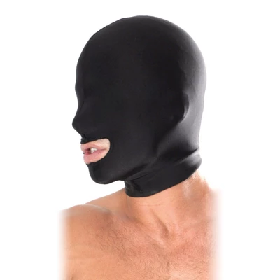 Pipedream Spandex Open Mouth Hood Black - Maska BDSM