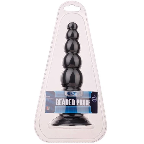 Dream Toys Menzstuff Beaded Probe Black - Koraliki analne na przyssawce
