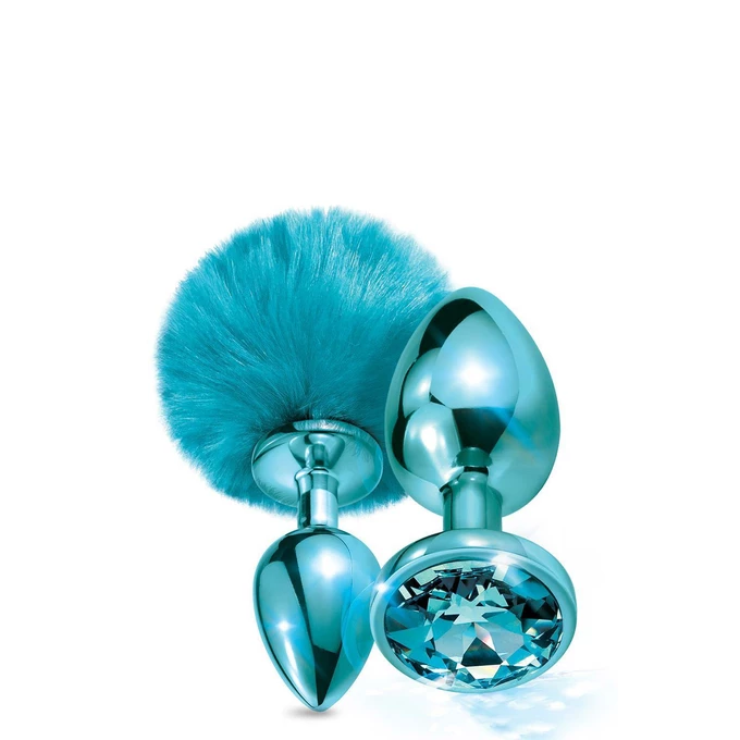 Nixie Set Pom Pom And Jewel Inlaid Blue Metallic - Zestaw korków analnych, Niebieski