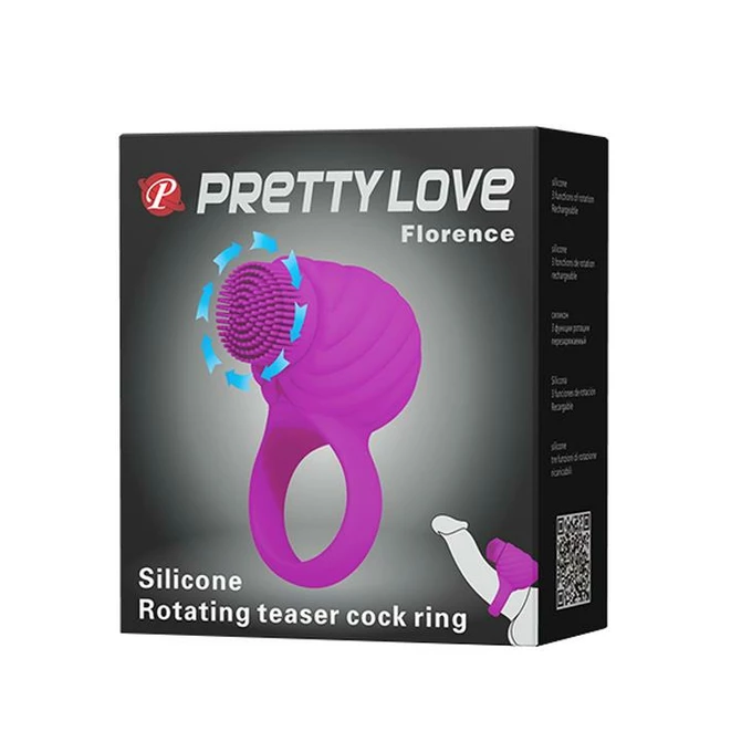 Pretty Love Florence Rotating Ring - Wibrujący pierścień erekcyjny z rotującą główką