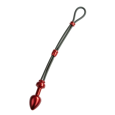 Malesation Cock Grip With Alu Plug Medium, Red - Lasso na penisa z korkiem analnym, Czerwony