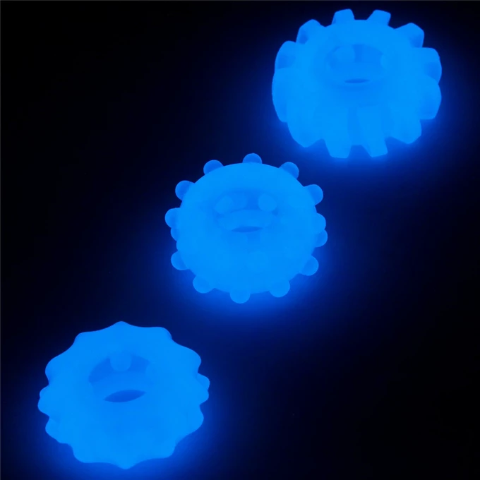 Lovetoy Lumino Play Penis Ring - Zestaw elastycznych pierścieni świecących w ciemności