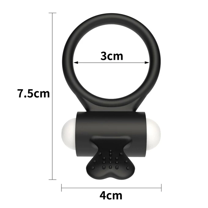 Lovetoy Power Clit Silicone Cockring Black 1 - Wibrujący pierścień erekcyjny