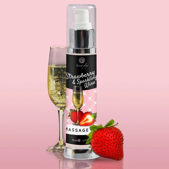 Secret Play Strawberry &amp; Sparkling Wine Massage Oil 50 Ml - Olejek do masażu