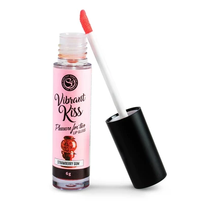 Secret Play Lip Gloss Vibrant Kiss Strawberry Gum - Błyszczyk stymulujący wib rujący