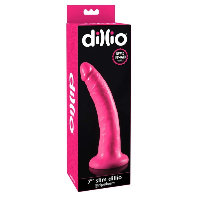 Dillio 7' Slim Pink - Dildo klasyczne na przyssawce, Różowy